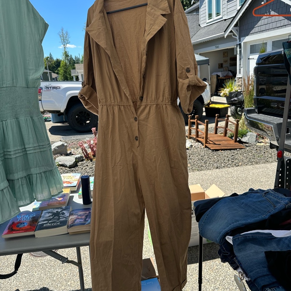 Hayden Brown Utilitarian Jumpsuit with Collared Neckline